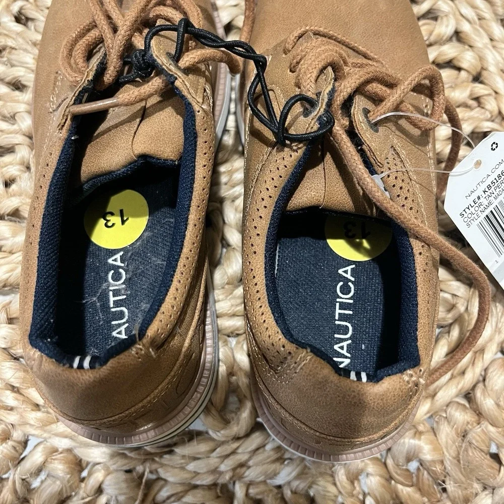 NWT Nautica Faux Suede Brown Oxford Lace Up Boys 13 Classic Formal Party‎ Shoes